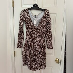Divided Button down Animal Print Dress, Large NWT